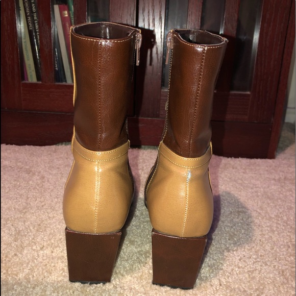 ‘70s Mod Color-Block Square-Toe Leather Boot Heels - Picture 9 of 15